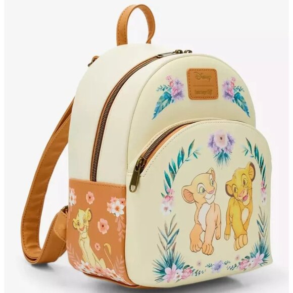 Loungefly Disney Lion King Mini Backpack Simba Nala Characters Floral Bag - Picture 2 of 4